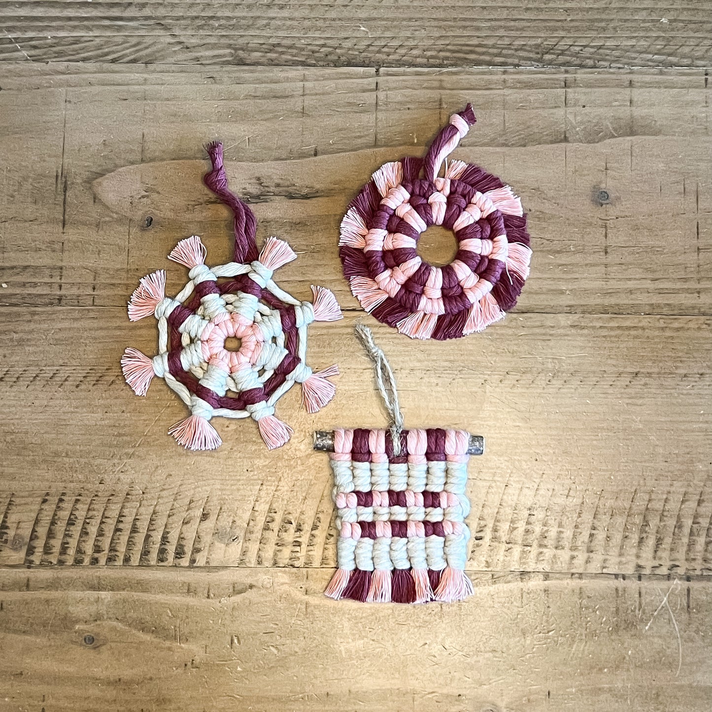 Pink Christmas! Macrame Ornament