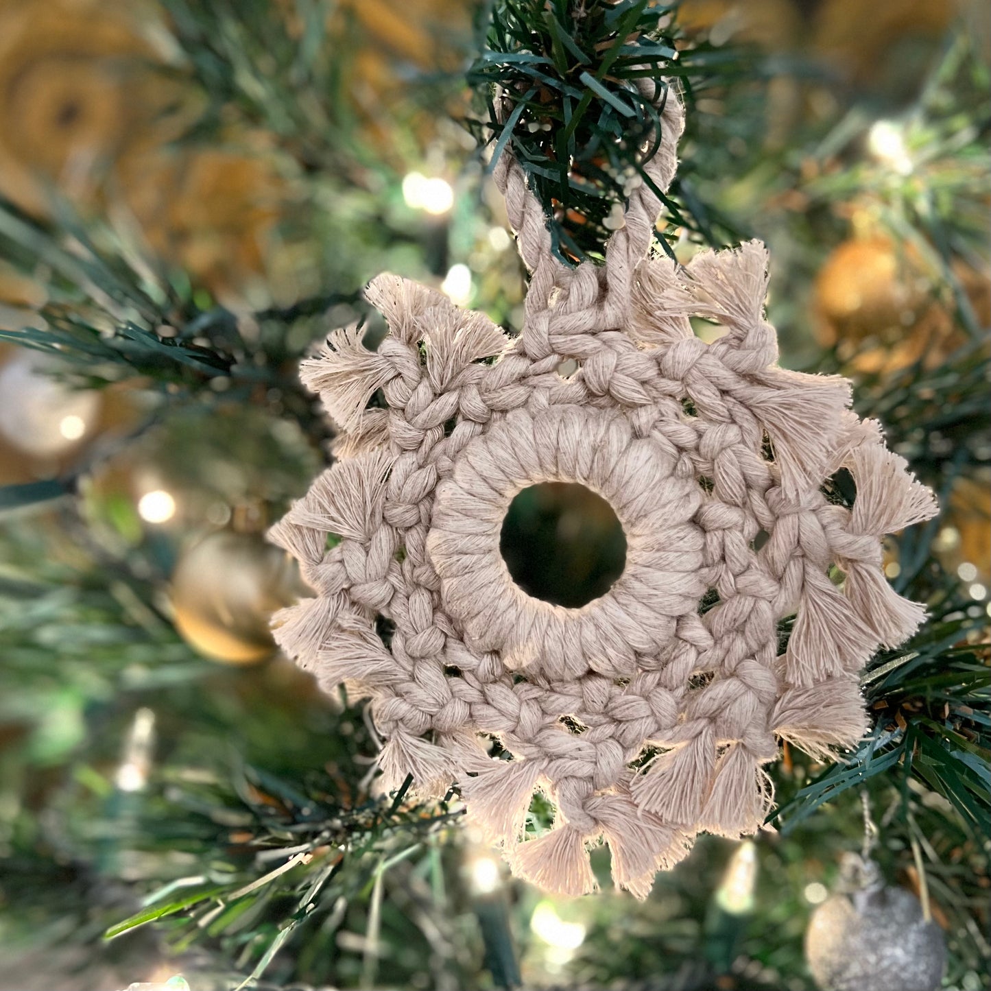 Macrame Snowflake Ornament | Linen