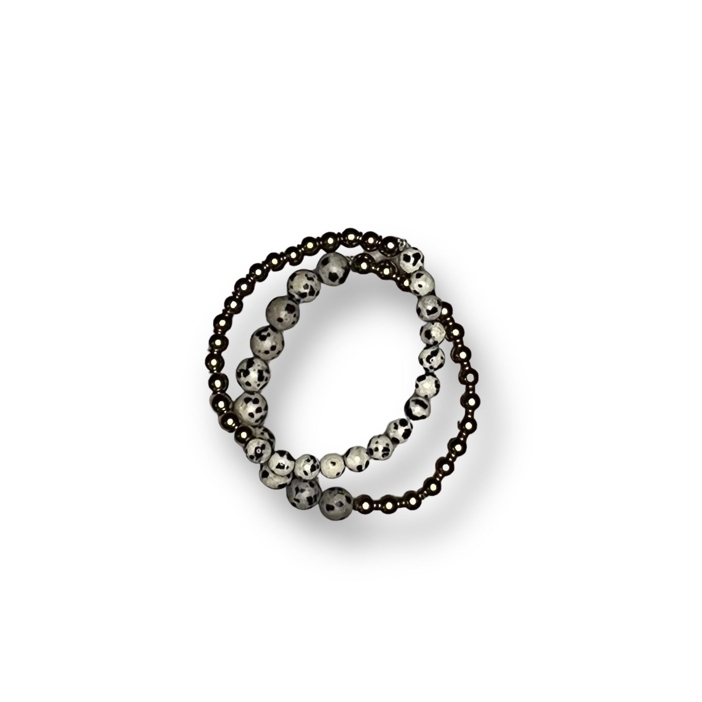 18k Gold Plated Hematite and Dalmatian Jasper Stacker