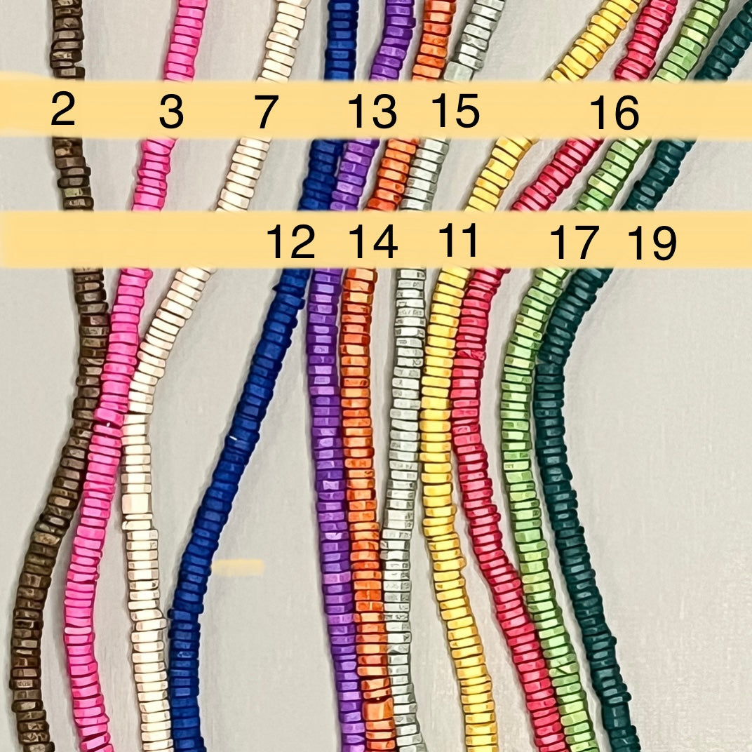 Dalmatian Jasper and Ceramic Heishi Stacker - 6MM Hexagon