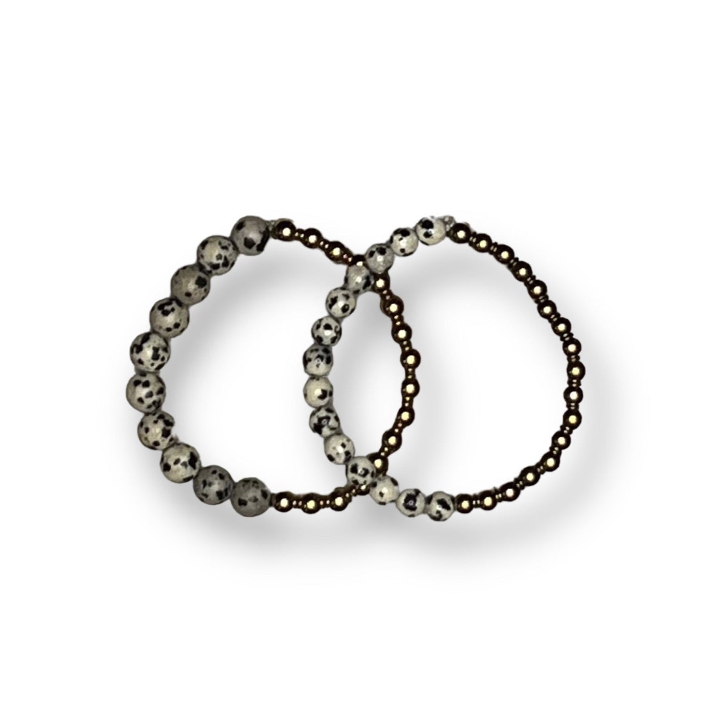 18k Gold Plated Hematite and Dalmatian Jasper Stacker
