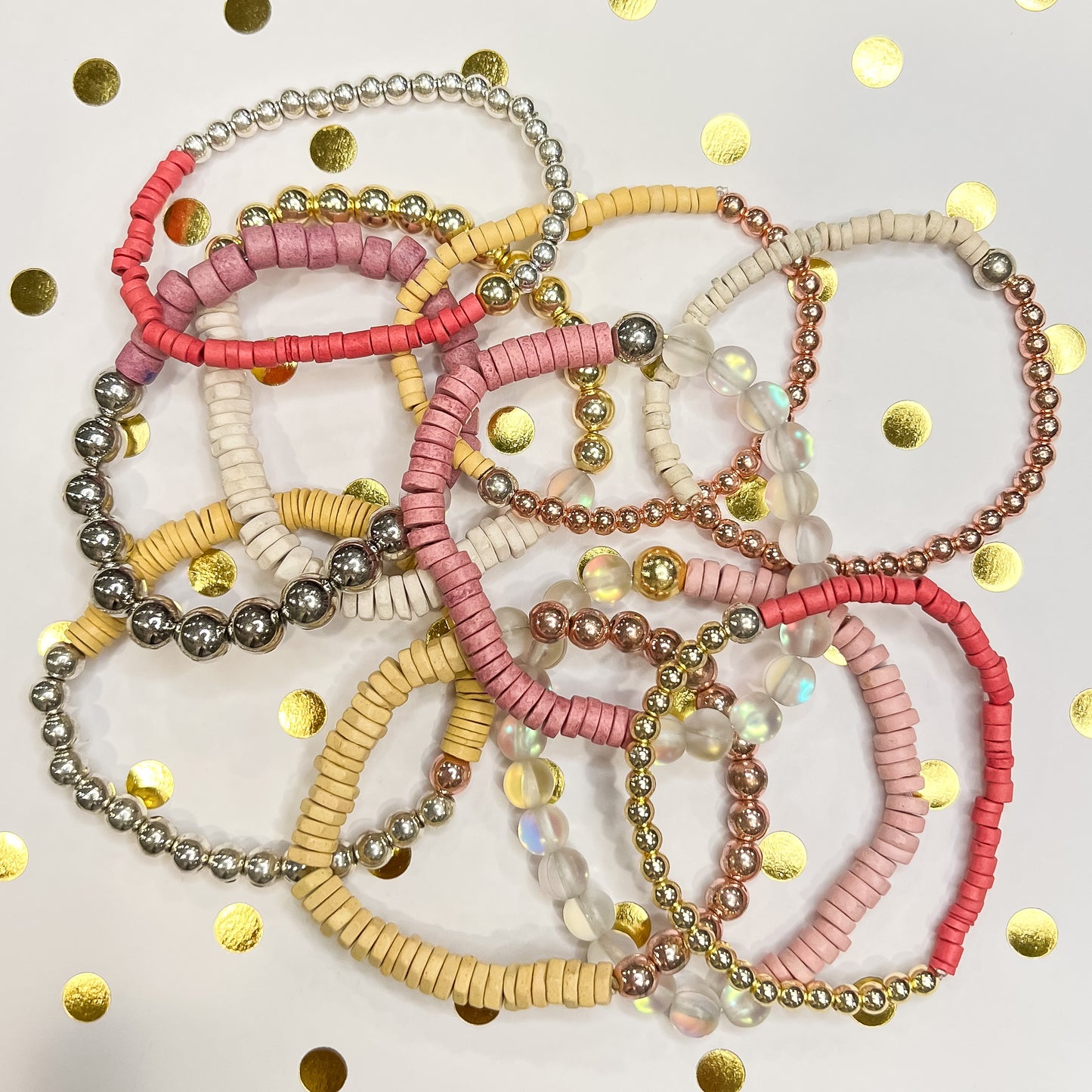 Hematite and Ceramic Heishi Stacker -- 6MM