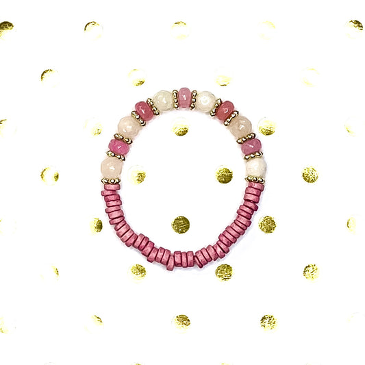 One Last Kiss | Pink and Gold Mix and Match Stretch Bracelet Stacker