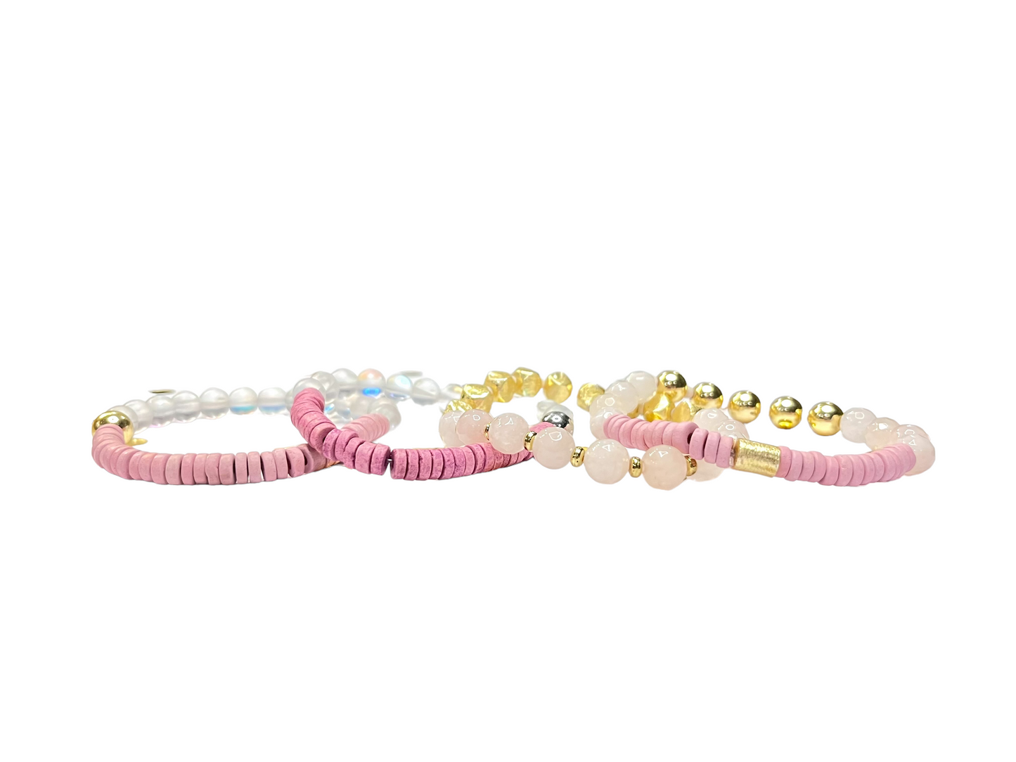 Cover Me In Sunshine | Pink and Gold Mix and Match Stretch Bracelet Stacker