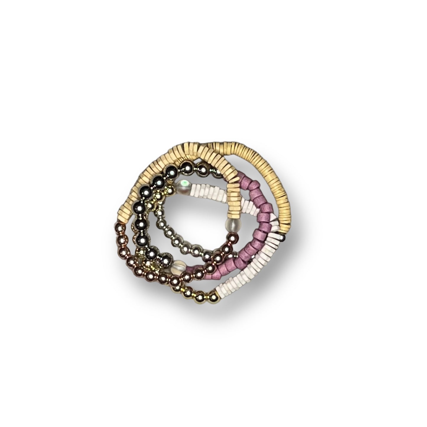 Hematite and Ceramic Heishi Stacker -- 6MM