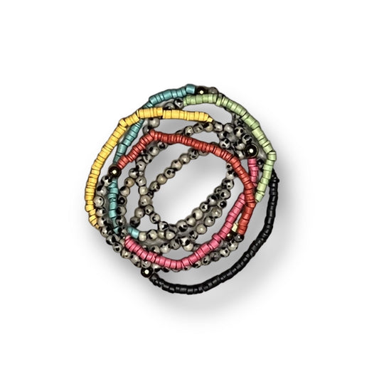 Dalmatian Jasper and Ceramic Heishi Stacker - 4MM Round