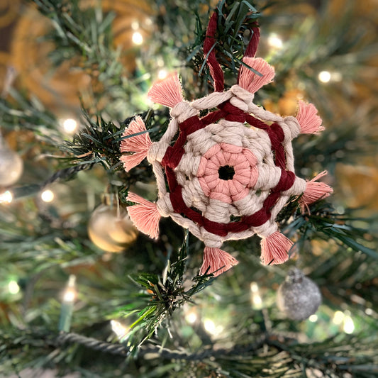 Pink Christmas!  Macrame Ornament