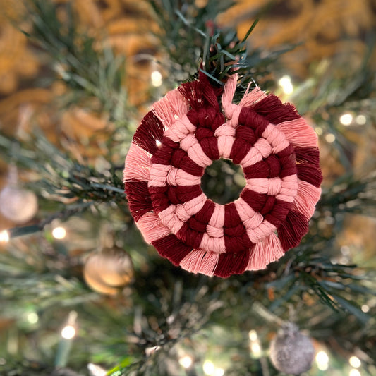 Pink Christmas! Macrame Ornament