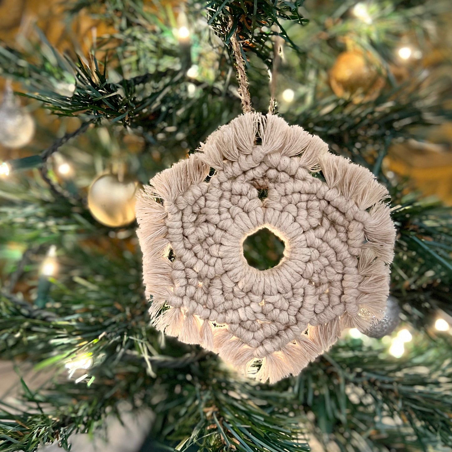 Macrame Snowflake Ornament | Linen