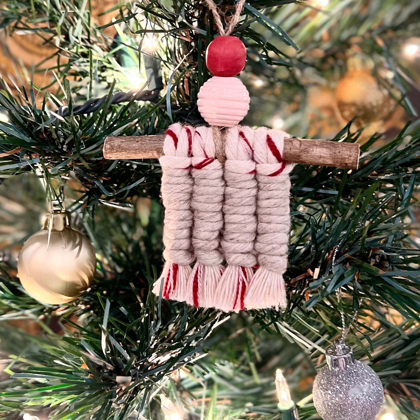 Pink Christmas! Macrame Ornament