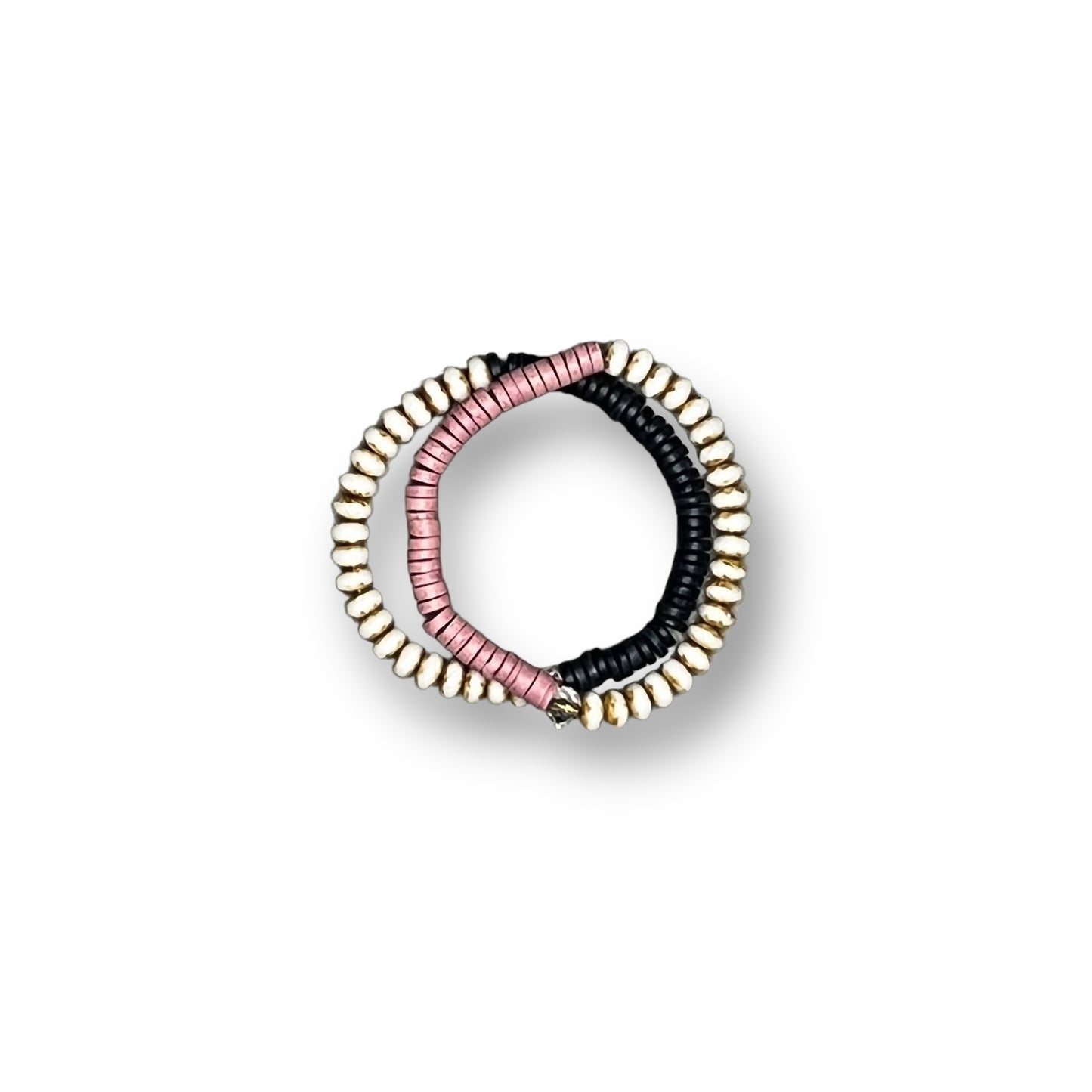 White Faceted Picasso Czech Glass and Ceramic Heishi Stacker - 6-7 MM Round