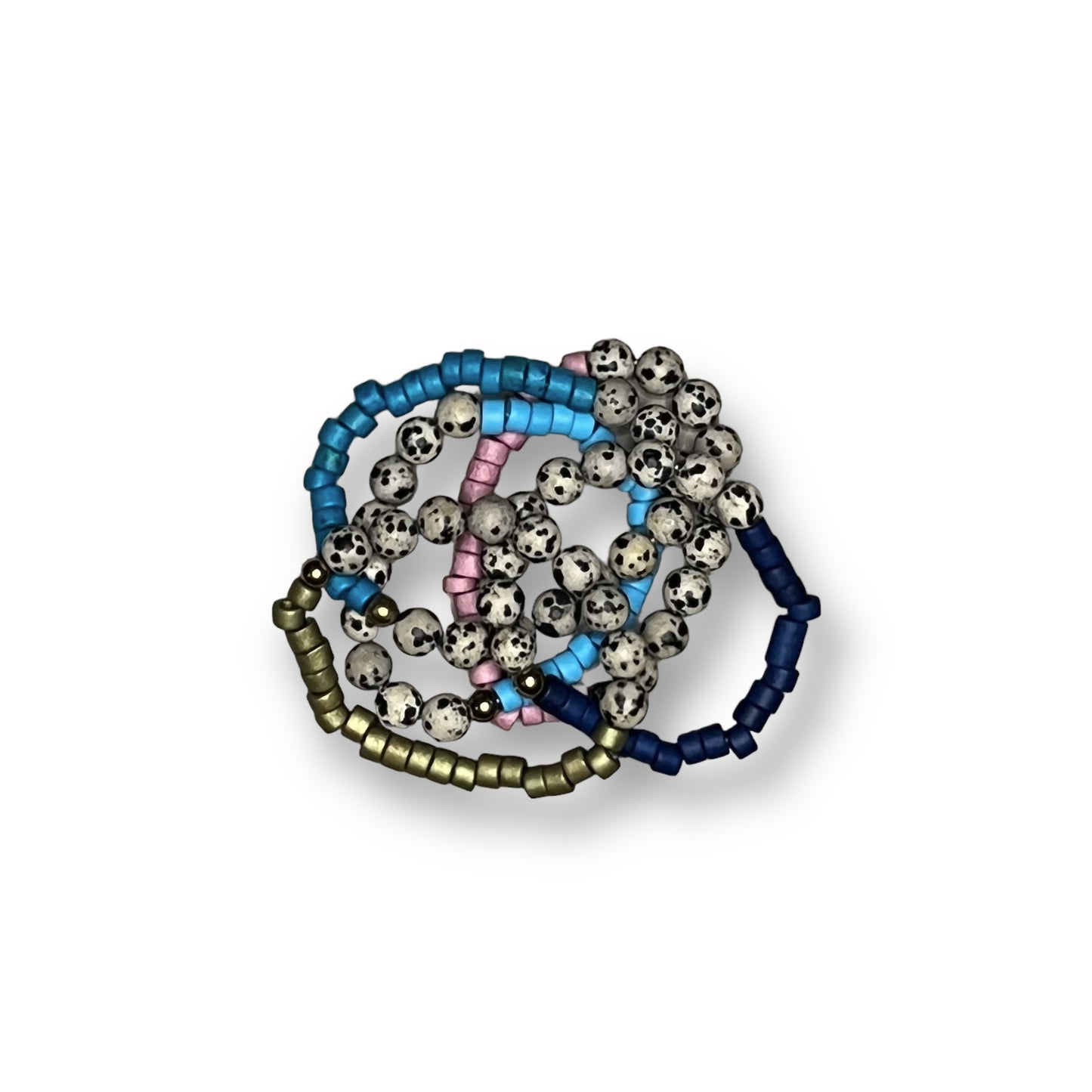 Dalmatian Jasper and Ceramic Heishi Stacker - 8MM Round