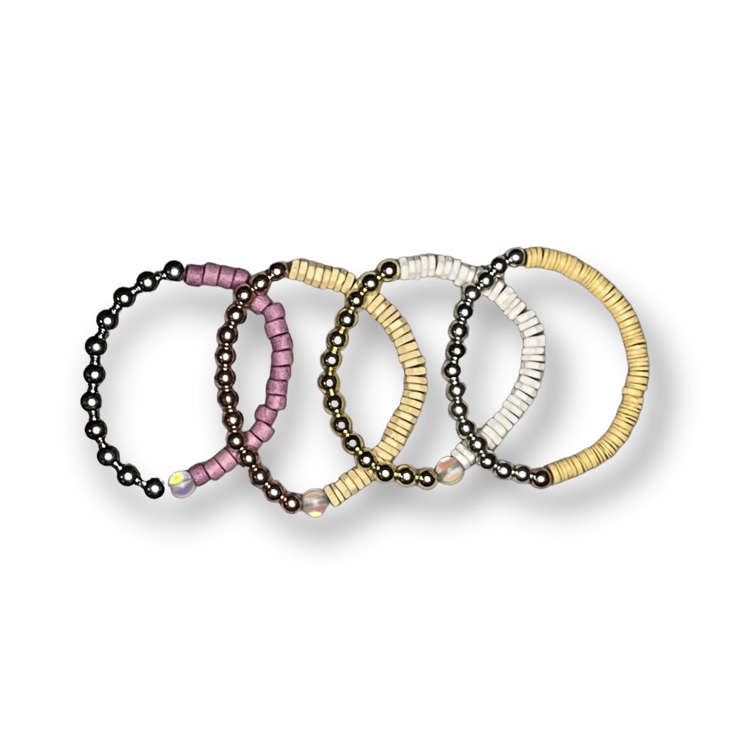 Hematite and Ceramic Heishi Stacker -- 6MM